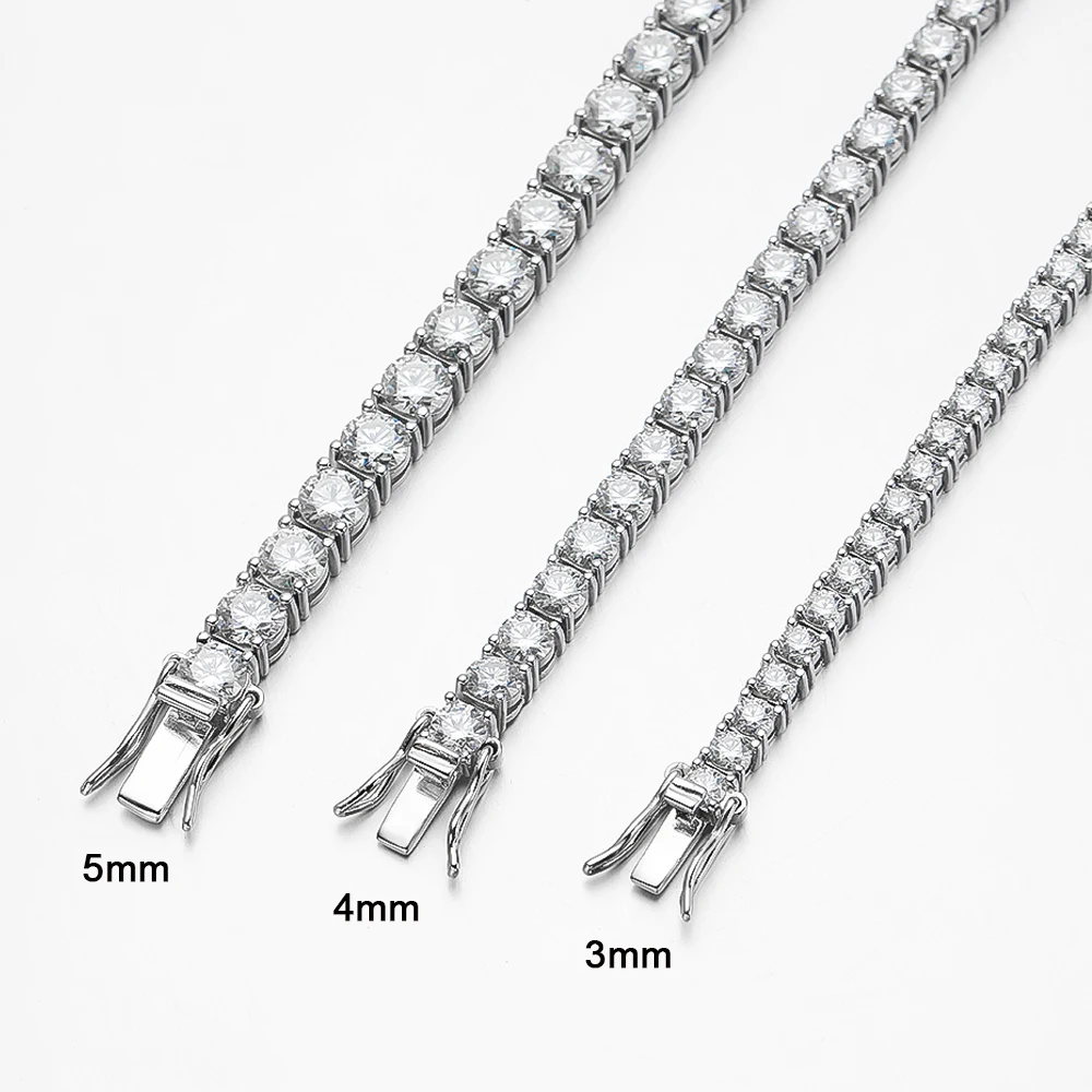 Real D Màu 3Mm 4Mm 5Mm 6.5Mm Full Moissanite Bóng Vòng Đeo Tay Cho Nữ S925 Bạc đĩa Pt950 Mỹ Trang Sức Bán Buôn