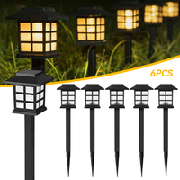 6 PCS Outdoor Solar Patio Lamps Outdoor Garden Light Warm White Lighting Ground Plug Lawn Light For Street Backyard Path Decor
