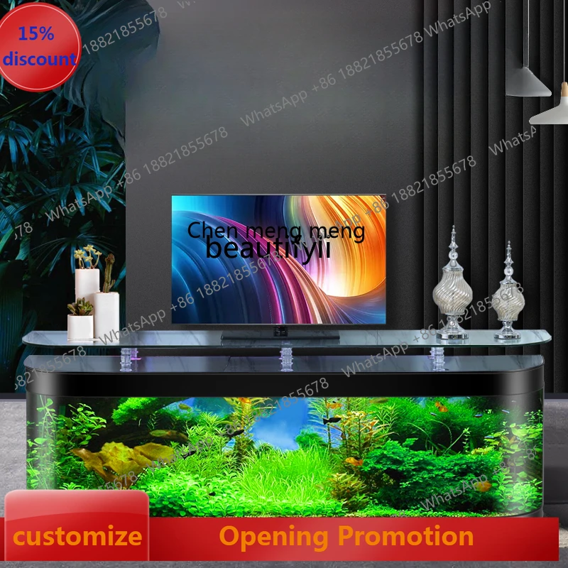 

S7486 ss TV Cabinet Fish Tank Living Room Back Filter Small Ecological Filter Loop Change Water Integrated Aquarium