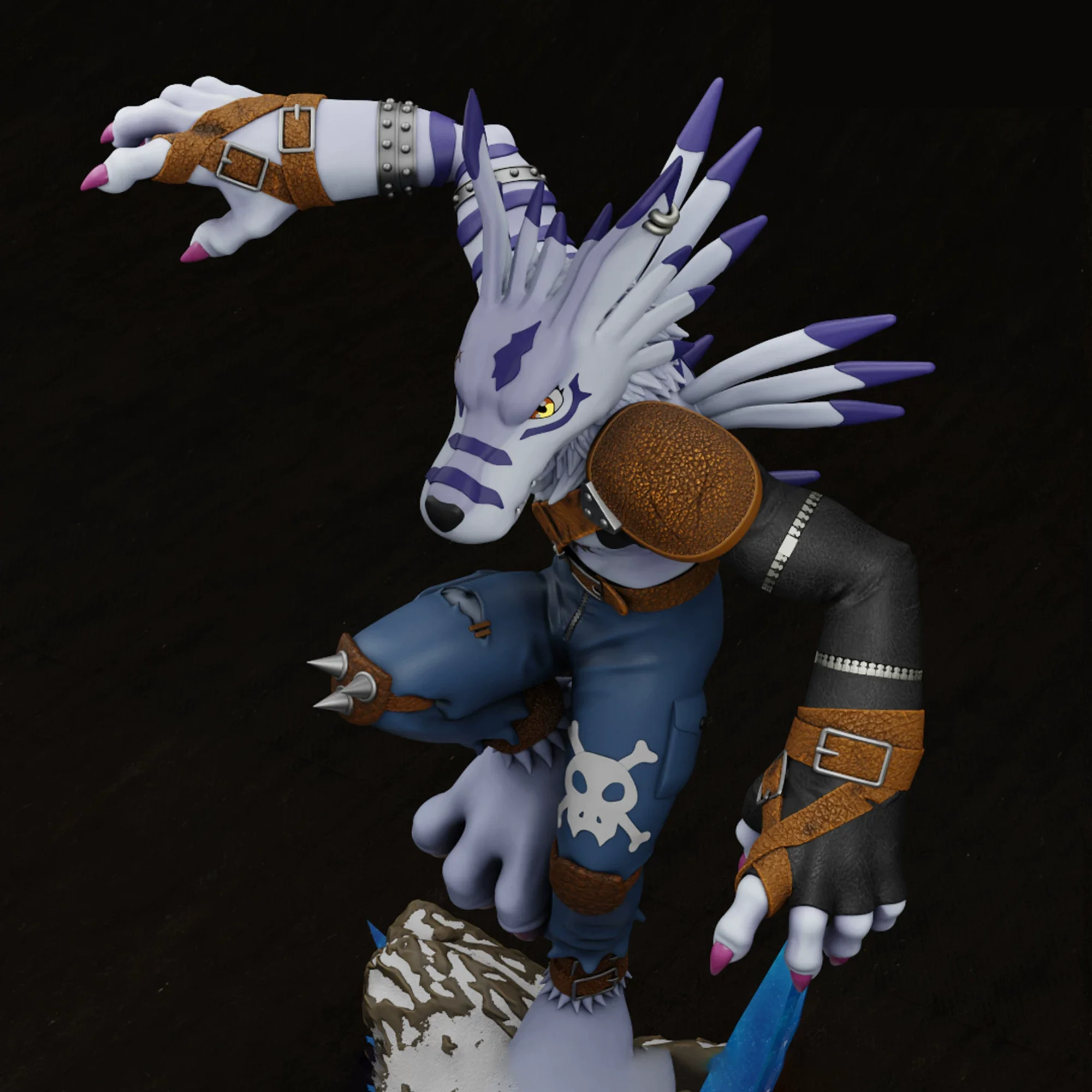 Model Customization 15cm  Were Garurumon Model Toys Digimon Adventure Gk Customize 3D printing model view 3