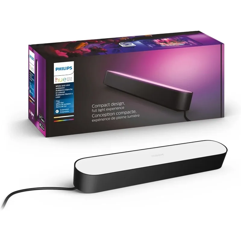 Smart Play Light Bar Extension, Black - White & Color Ambiance LED Color-Changing Light - 1 Pack - Requires Hue Bridge