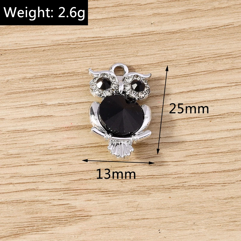 10 Stück niedliche, gemischte Kristall-Metall-Herz-, Eulen-, Schlüssel- und Mond-Anhänger für die Schmuckherstellung, Halsketten, Ohrringe, DIY-Bastelarbeiten und Accessoires – Detail 7