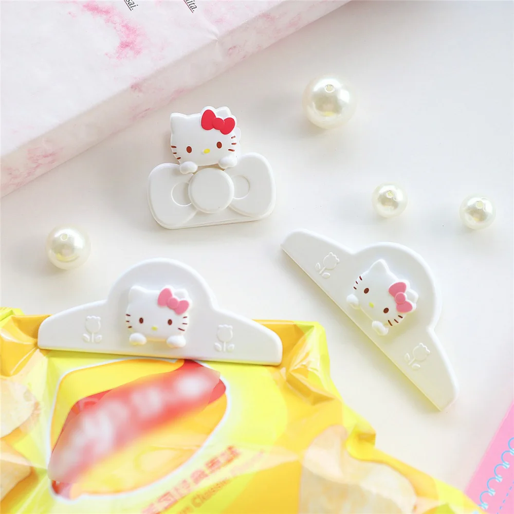 Genuine Sanrio Hello Kitty Magnetic Sealing Clip Cartoon Kt Cat Snack Moisturizing Clamp Kawaii Home Message Clips Girls Gifts