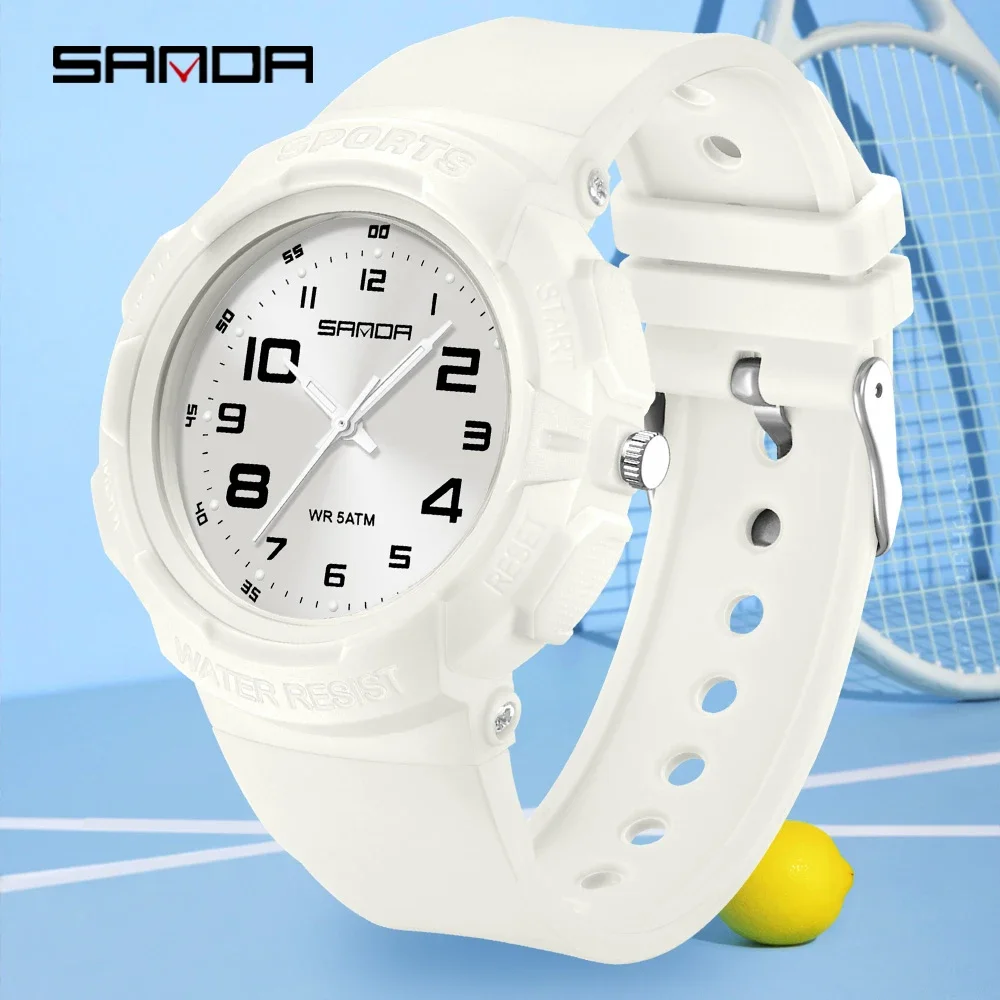 SANDA 9074 Design Soft Student Watch TPU Strap Depth Waterproof Quartz Movement Children Fashion Sports Wrist Watch 2026
