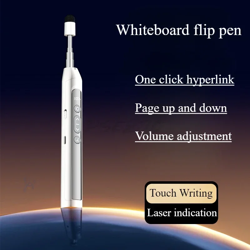 Bolígrafo telescópico con tapa y látigo, bolígrafo multifuncional con Control remoto PPT, bolígrafo para pizarra, pantalla táctil 2 en 1