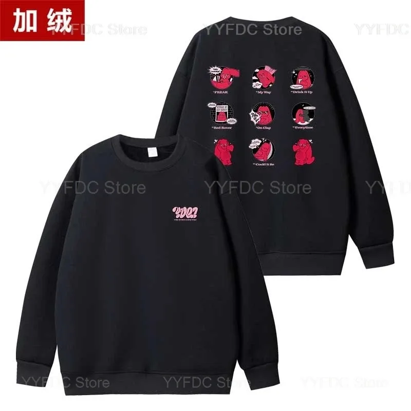 

20151123 Gidle YUQI Толстовки на молнии Kpop Album YUQ1 Толстовка с кроликом для женщин и мужчин Корейский модный тренд Осенние свободные пуловеры S