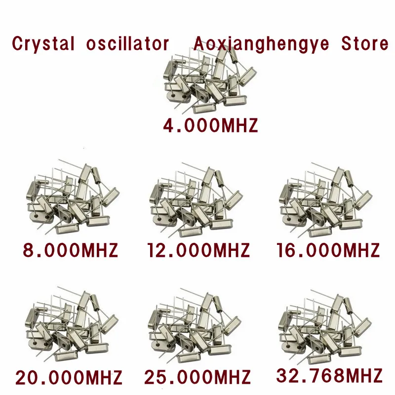 10PCS Crystal Oscillator Electronic Kit, HC-49Skind DIP Quartz Oscillator 11.0592M 32.768Mhz 4Mhz 8Mhz 12Mhz 16Mhz 20Mhz 25Mhz