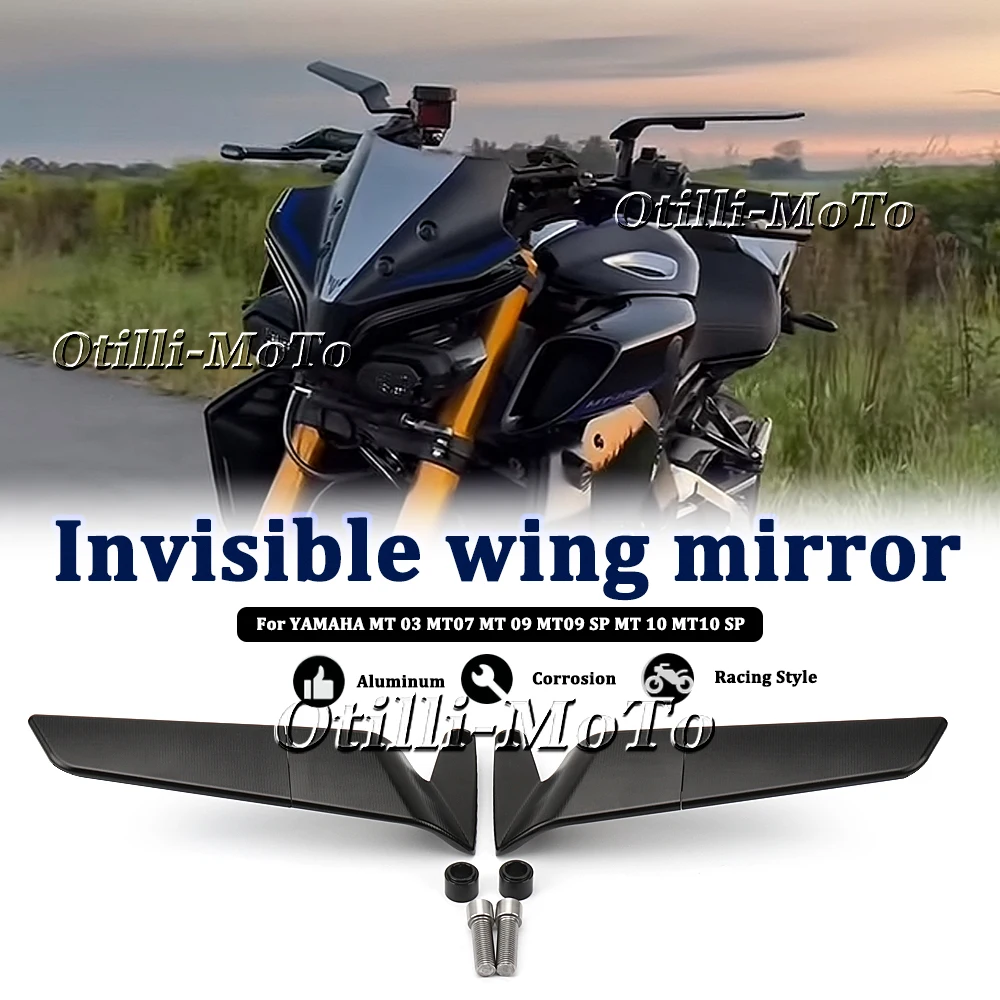 For Yamaha MT10 MT10 SP MT-09 MT09 SP MT07 MT-03 Motorcycle Stealth Max Mirror Aluminum Adjustable Rearview Side Wing Mirror