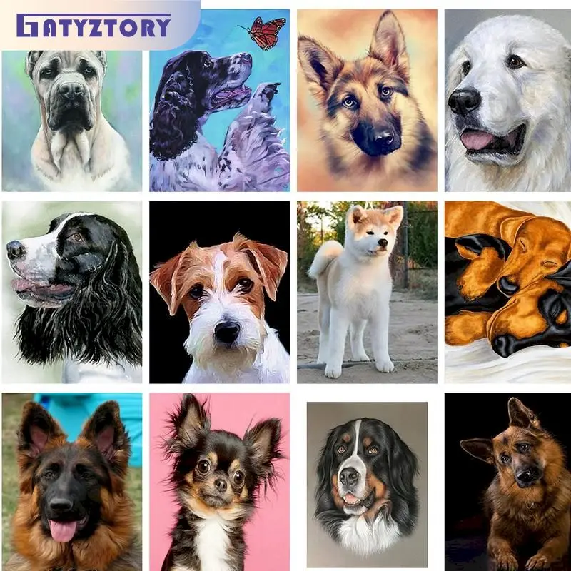 GATYZTORY 5d Diamond Painting Full Drill Square Animals Dog Diamond Mosaic ready frame Embroidery Handmade Gift Sale