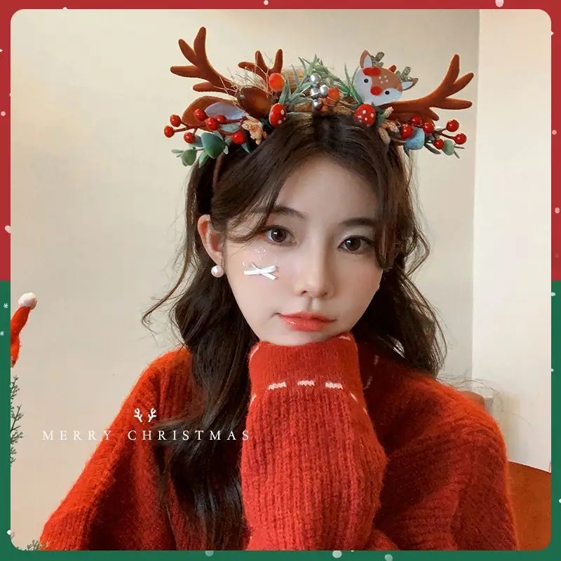 Christmas atmosphere girl forest cute deer antlers reindeer headband Spring Festival accessories