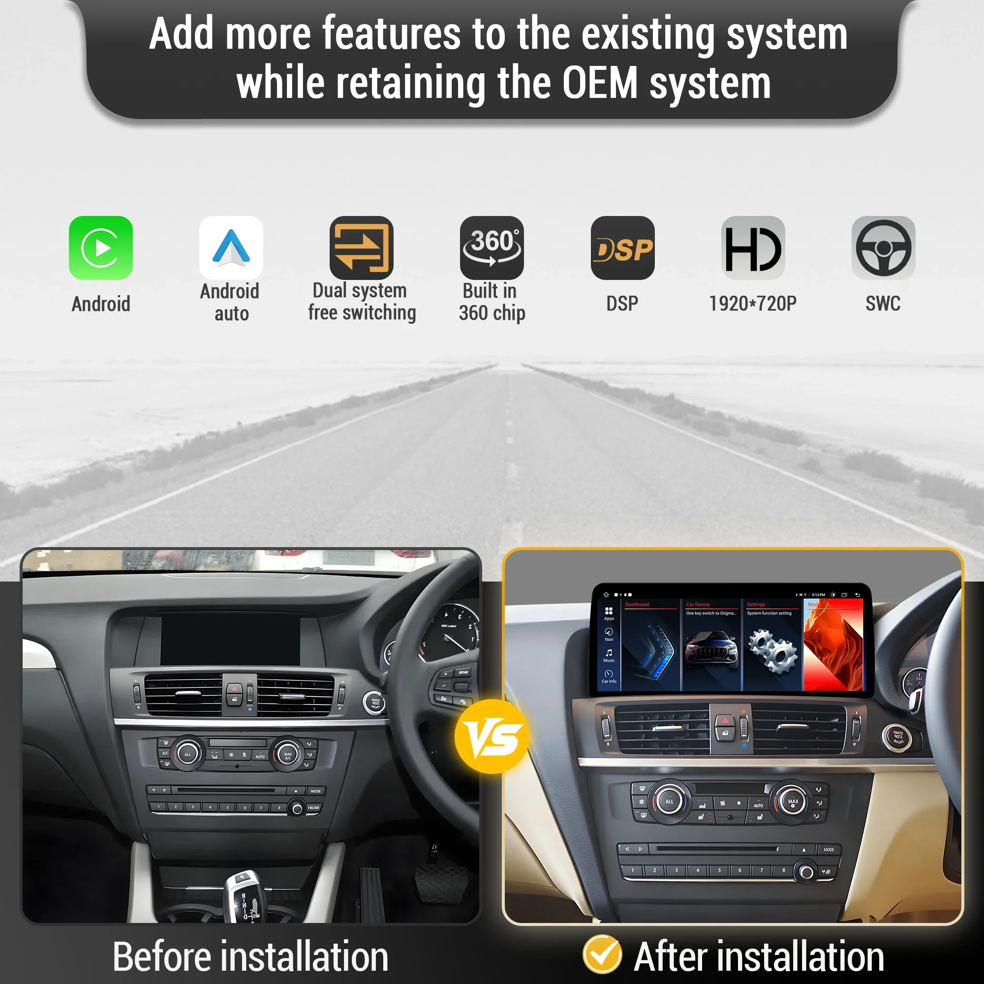 12.3 inch For BMW X3 F25 X4 F26 2011-2017 Right Hand Drive Android 14 Car Radio Wireless BT Carplay Snapdragon 680 Touch Screen