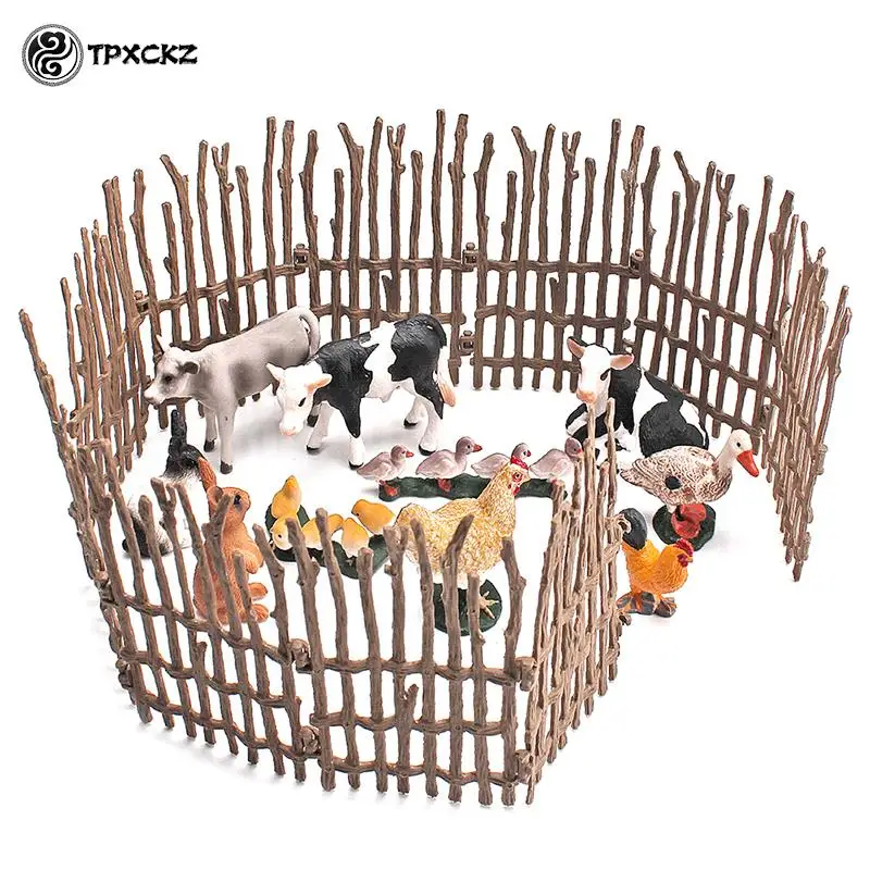 Simulation Animals Farm Poultry Fence Models Sand Table Pasture Zoo Figurines Captive Fence Wild Wolf Guardrail Decorate