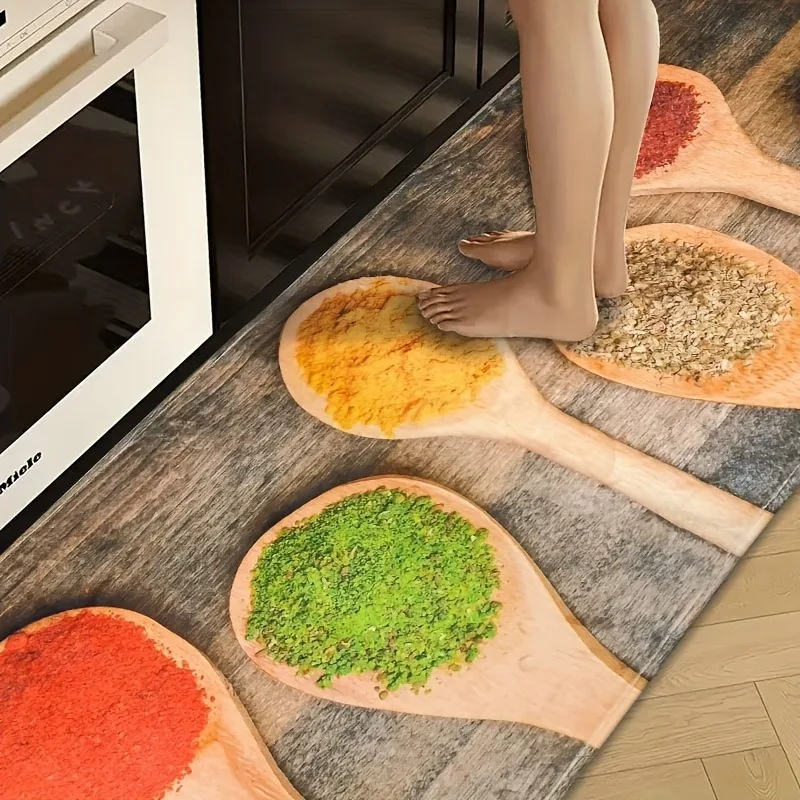 

1PC Seasoning Pattern Kitchen Rug Non-Slip Door Mats Pop design Bathroom Rug Bath Mat Carpet for Home Sink Laundry Decor