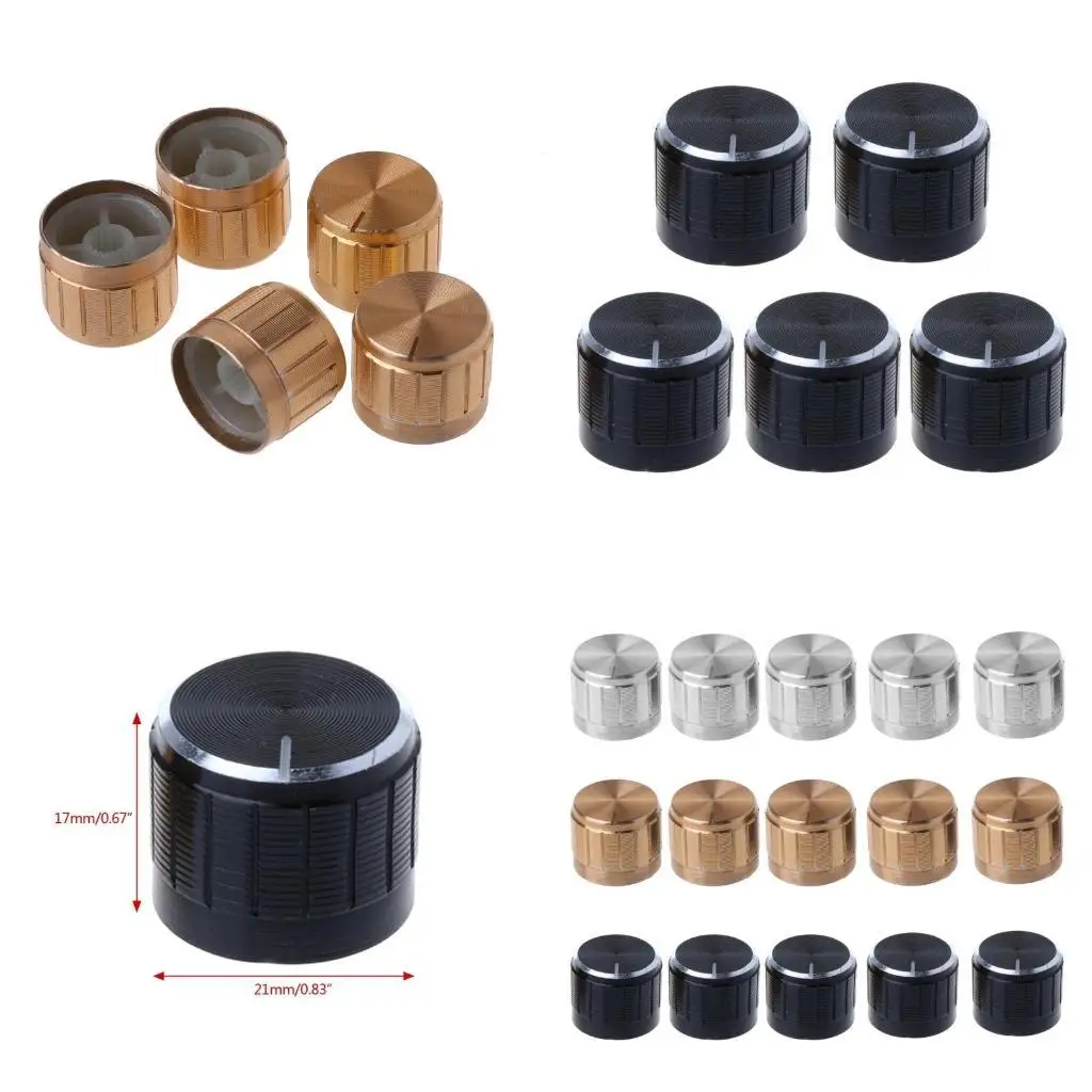 

652F 5 Pcs Aluminum Control Potentiometer Knob Volume Control Adjustment Rotary Switch for 6mm/0.24'' Diameter Shaft