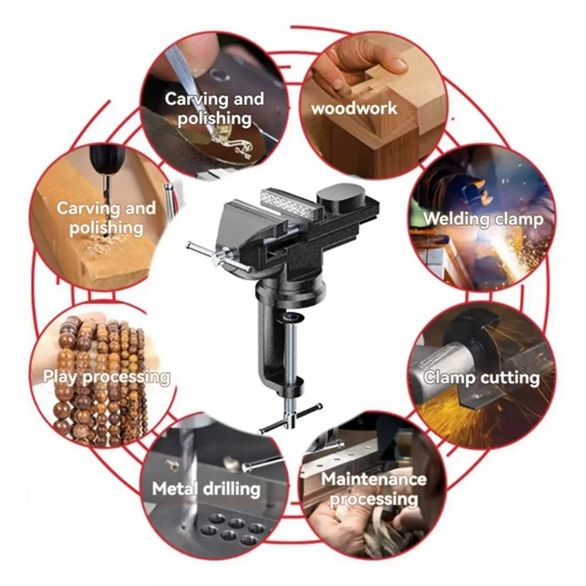 2026 New 60mm Jaw Width 360° Rotating Bench Vise Universal Work Clamp-on Table Vice for Jewelers and Hobbyists
