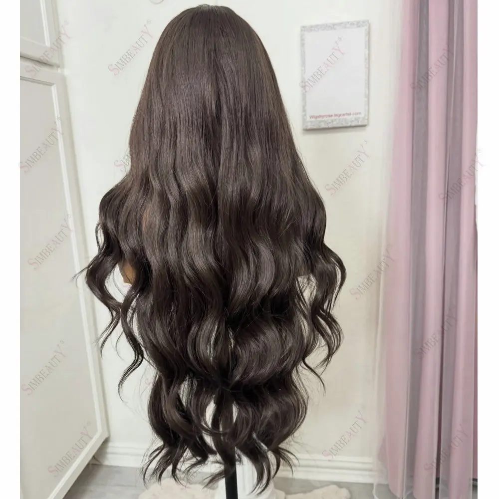 Long Wavy 2#Dark Brown Human Hair 1x4Size U Part Wig for Black Women Full Machine Made Glueless Easy Install Natural Black 1# 4#