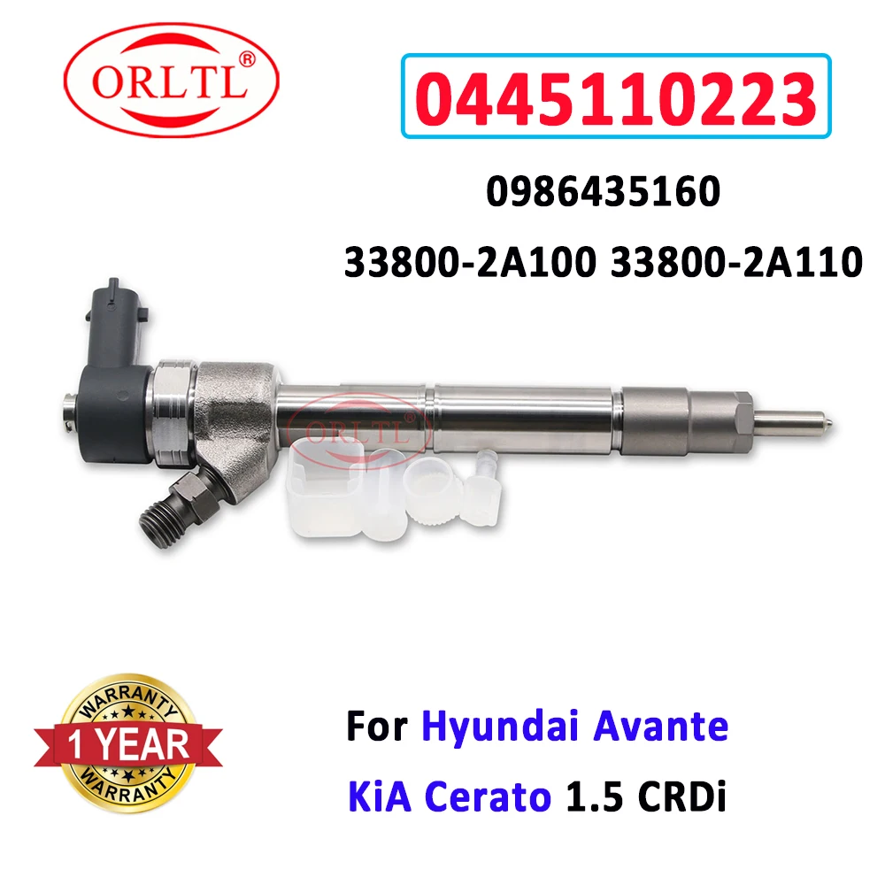 

ORLTL 0445110223 New 0445110222 33800-2A100 33800-2A110 Diesel Fuel Injector 0986435160 for Hyundai Avante Kia Cerato 1.5 CRDi