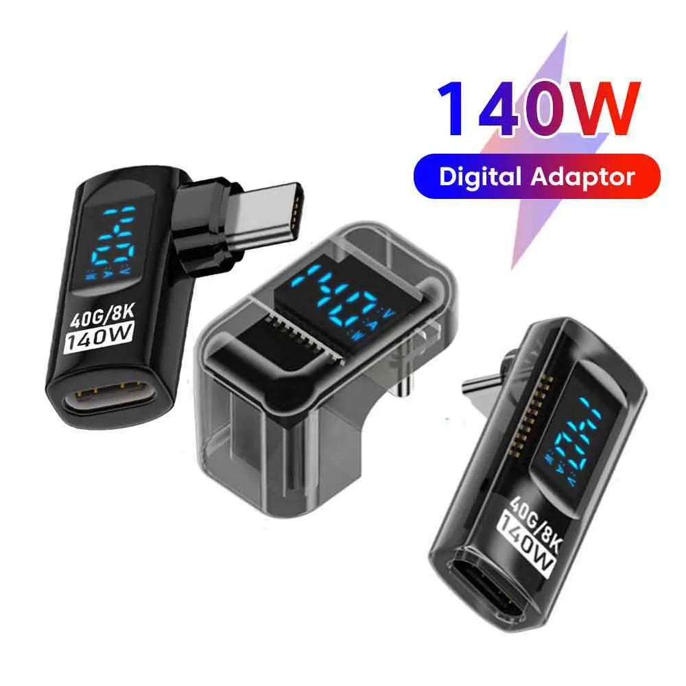90 Degree USB C Adapter Right Angle U Shape Type C Adapter 40Gbps Data Transfer PD 140W USB4.0 8K 60Hz Video for Thunderbolt 3/4