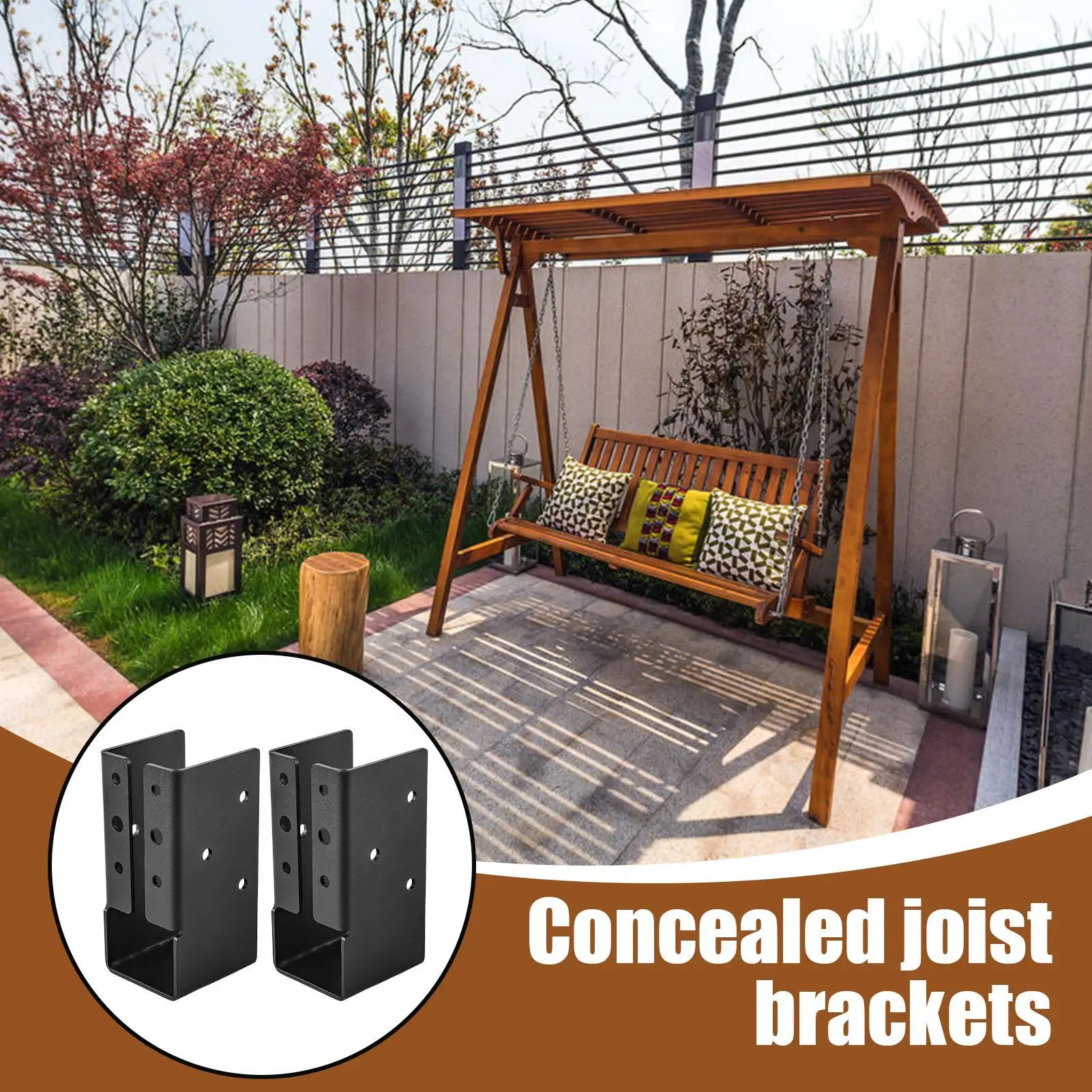 Joist Hanger 2x4 Woodwork Concealed-Flange Hanger Heavy Duty Joist Brackets Set of 2 Woodwork Beam Support for Pergola Handrail