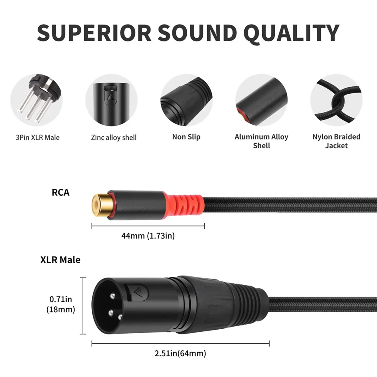 618 Mega Sale XLR Male to 2 RCA Y Splitter Patch Cable, Dual RCA to XLR Audio Cable Adapter for Speaker Condenser Mixer