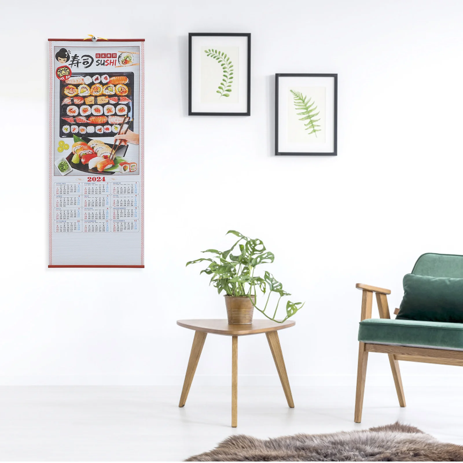 

Classic Dragon Year Wall Calendar 2024 Monthly Lunar Calendar with Auspicious Patterns for Living Room Bedroom Traditional