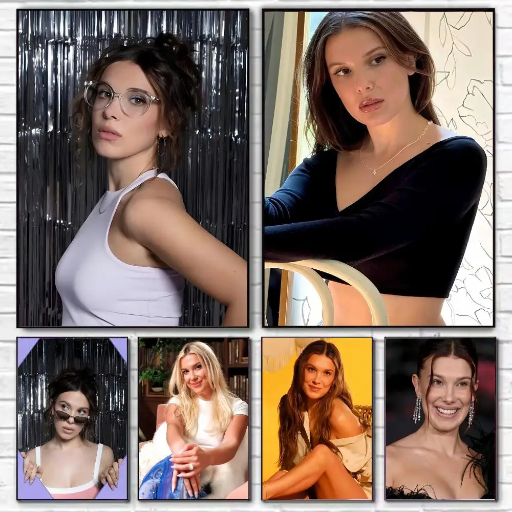 Actor Popular M-Millie Bobby Brown Poster Stylish Wall Art for Living Room Bedroom Study Home Decor Gift