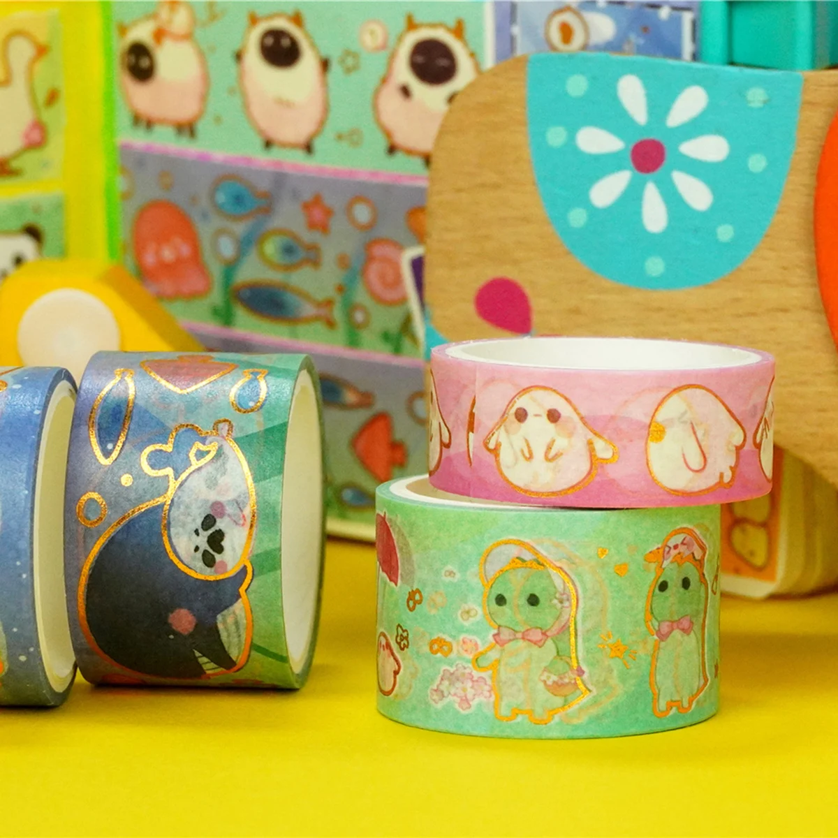 13 لفة من شريط واشي على شكل حيوانات برونزي إبداعي، مناسب لبطاقة DIY، اليوميات، تغليف علب الهدايا، ديكور رائع