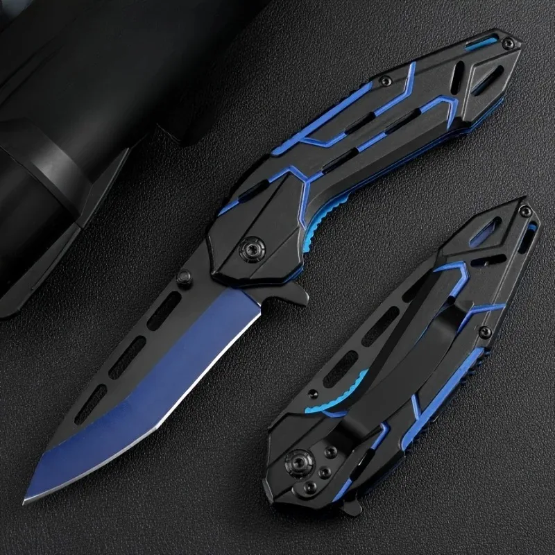 Outdoor folding knife, portable with a sense of technology, sharp and high hardness aluminum alloy handle, anti slip and self-de