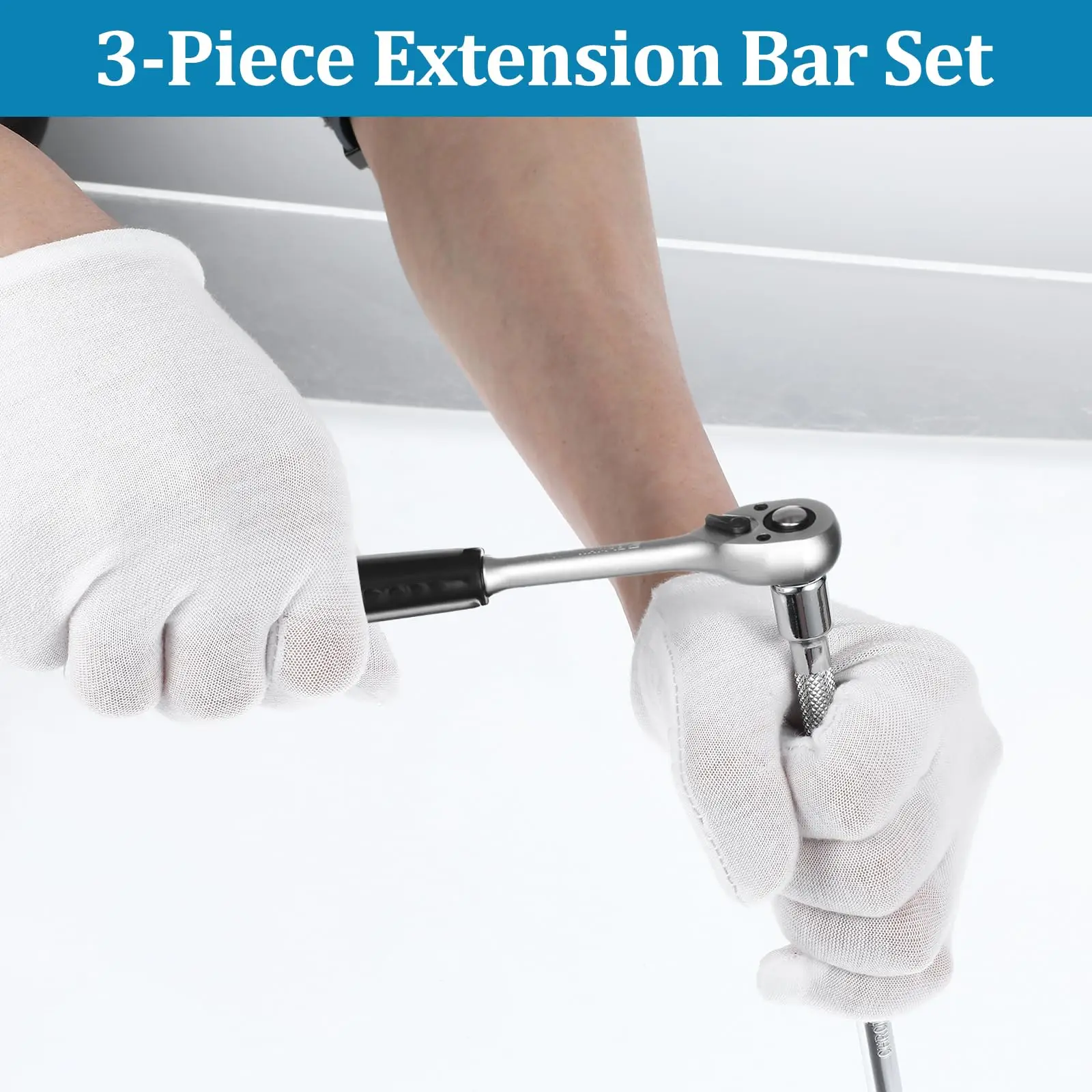 Rafford 3Pcs 1/4" Socket Ratchet Wrench Extension Bar Set - 50/75/100mm Extender, Universal Hand Tool for Auto Repair & DIY view 6