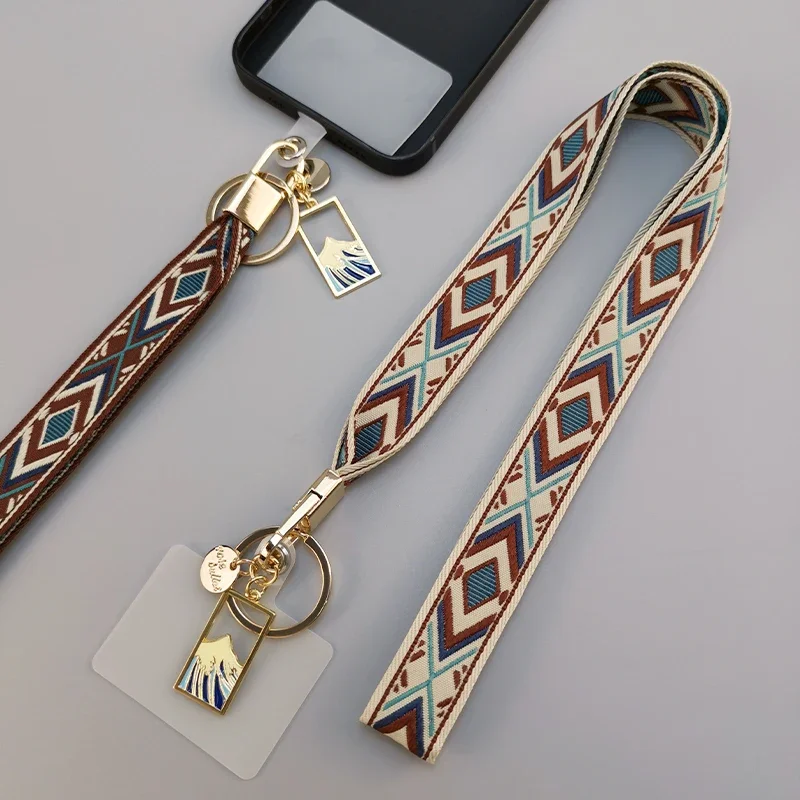 Mobile Phone Lanyard Hanging Neck Women\'s Exquisite Ancient Style National Style Hanging Rope Vintage EmbroideryPendantRemovable