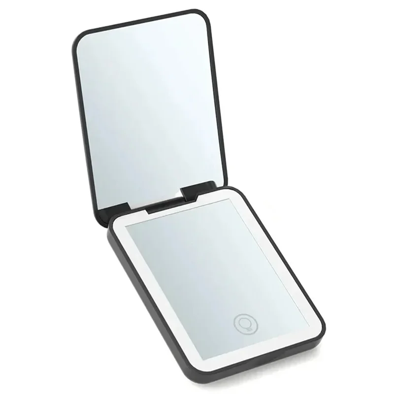 ABVT-ручное компактное мини-косметическое складное косметическое зеркало с подсветкой, маленькое карманное дорожное зеркало для макияжа, 2X увеличительное