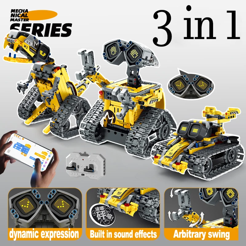 

3 in 1 City Technical RC Robot Snail Racing Car Building Blocks Dinosaur Remote Control Bulldozer Truck Bricks Toys Kids Gifts