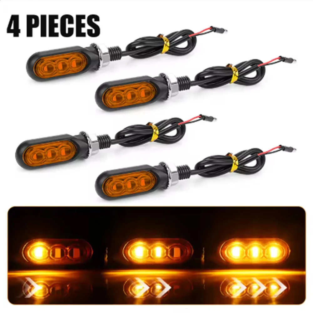 4 قطعة دراجة نارية بدوره أضواء الإشارة تتدفق مصباح إشارة الاتجاه المتقطع موتو لكاواساكي ياماها مقهى المتسابق #6