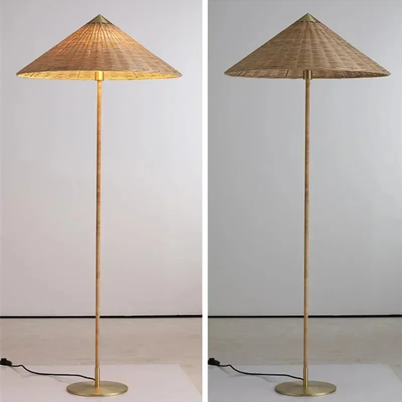 Danish Medieval Floor Lamp Handmade Rattan Woven Floor Lamp Living Room Bedroom Room Decor Bedside Lighting Lighting Fixtures