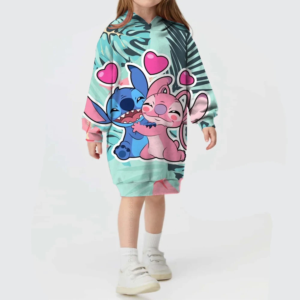 Autumn and winter Disney Stitch sweater hooded dress 2024 hot selling Stitch pattern simple cute fashion hoodie