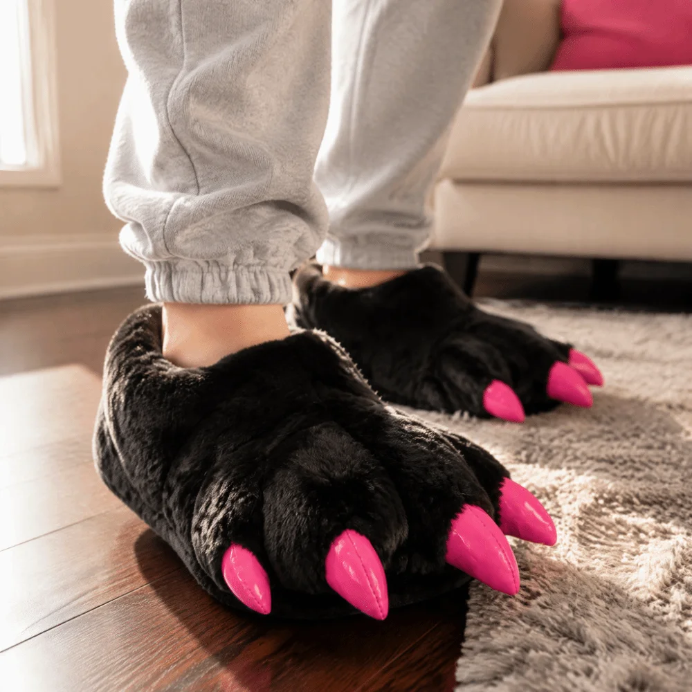 Weiches, flauschiges Futter, Dinosaurier-Klauen-Hausschuhe, flauschige, rutschfeste Cosplay-Pfoten-Schuhe, warme Winter-Fursuit-Stiefel – Detail 6