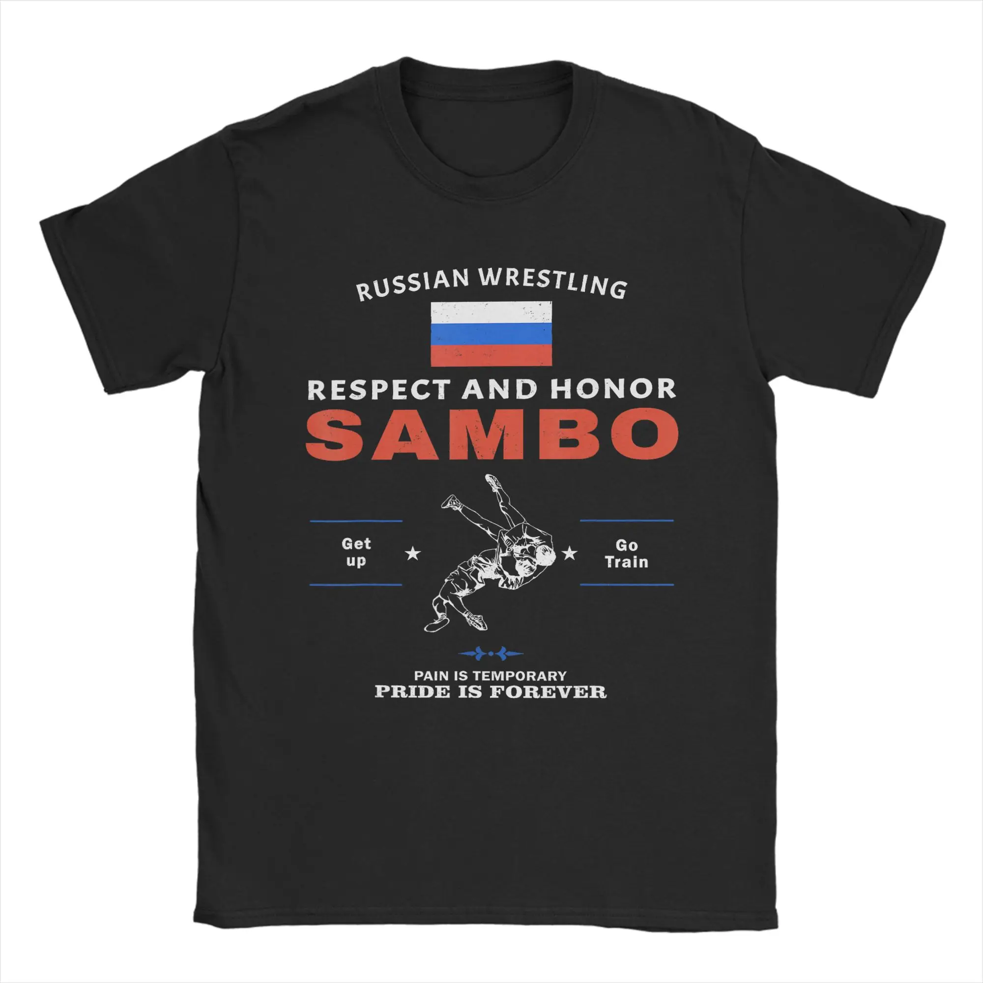 Sambo Dagestan Wrestling Russian Flag T-Shirt Summer  100 Cotton T Shirts For Men Pattern Tshirt Short Sleeves Classic Clothing