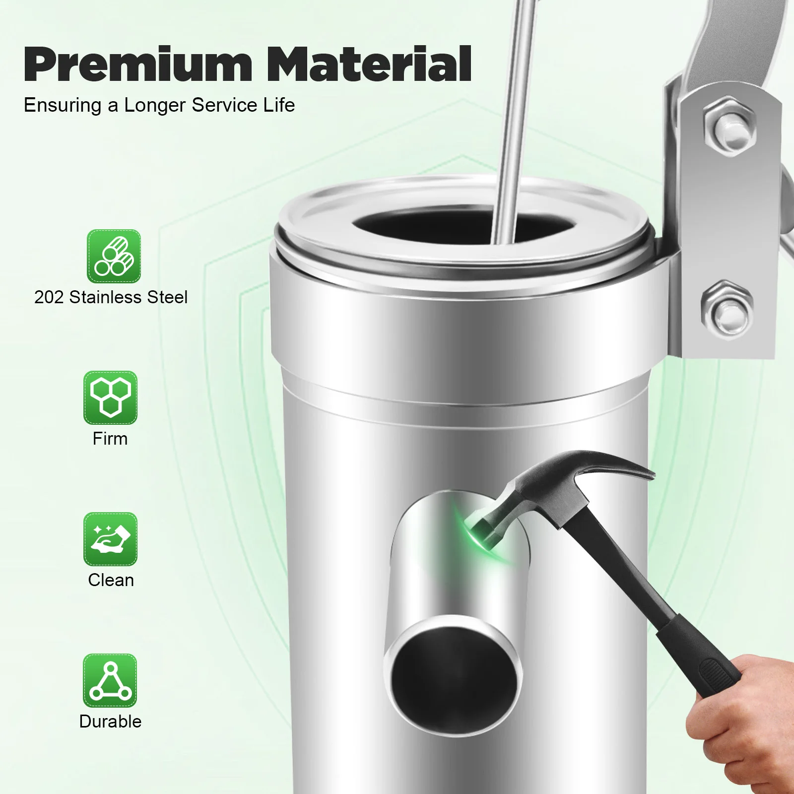 Pompe à eau manuelle pompe d'aspiration 8m pompe à eau de puits profond Extraction d'eau souterraine facile pompe d'aspiration de secousse de main eau souterraine