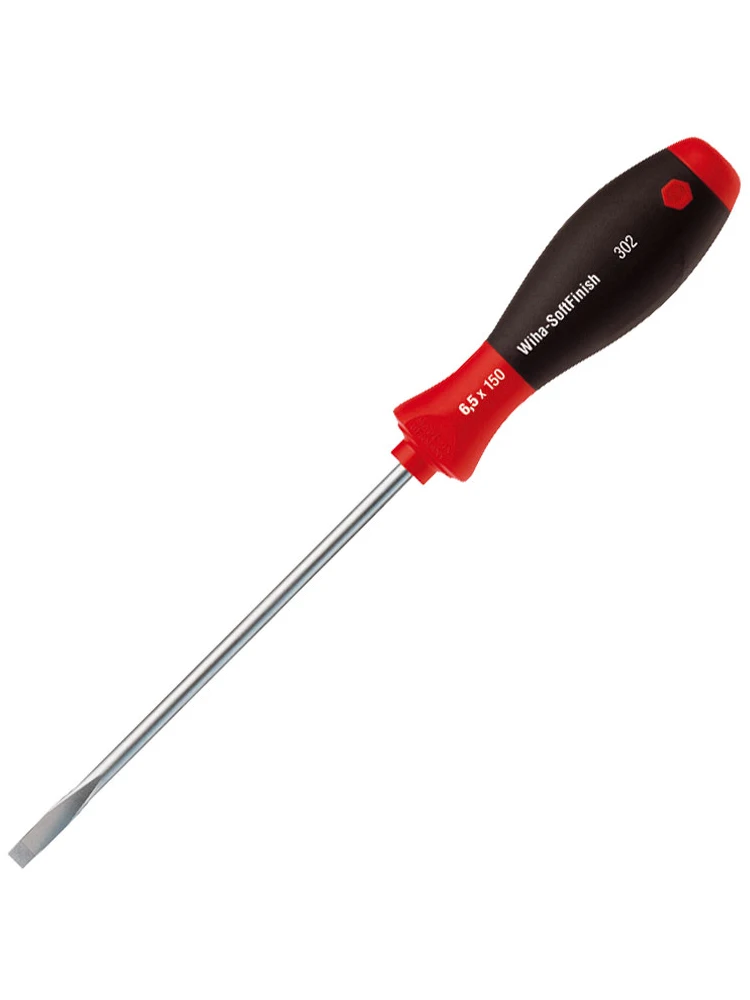 Wiha 00686 Slotted Screwdriver, 3-Zone Non-Slip Soft Grip Flat Blade Industrial Repair Hand Tool