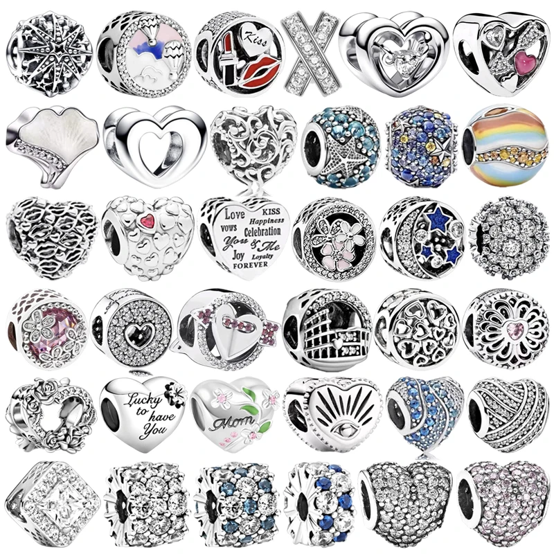 

2026 Bestselling DIY Heart&Round Jewelry Gift Fit Original European Silver Bracelet Necklace Flower Charm Coffee Ice Cream Bead