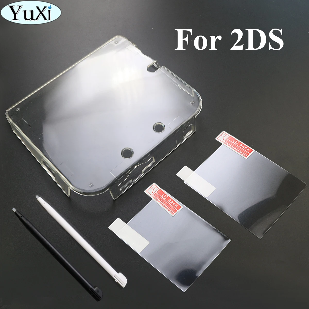 

YuXi Anti Scratches For 2DS Case Durable Transparent Plastic Protective Hard Case Cover Shell+Anti Dust Film+Touch Screen Pen