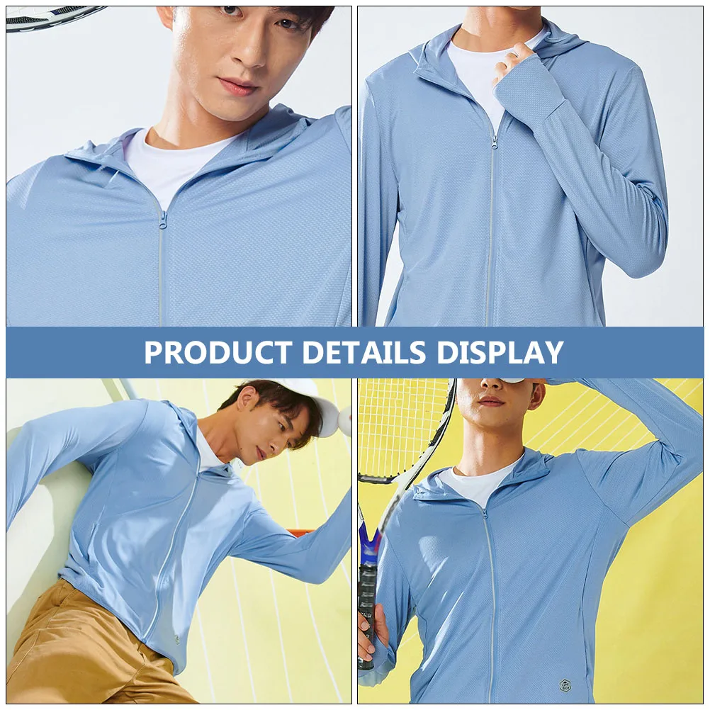 

Long Sleeve Sun Protection Clothing UPF50 Anti UV Coat Men Hooded Apparel XXXL Size Lightweight Breathable Travel