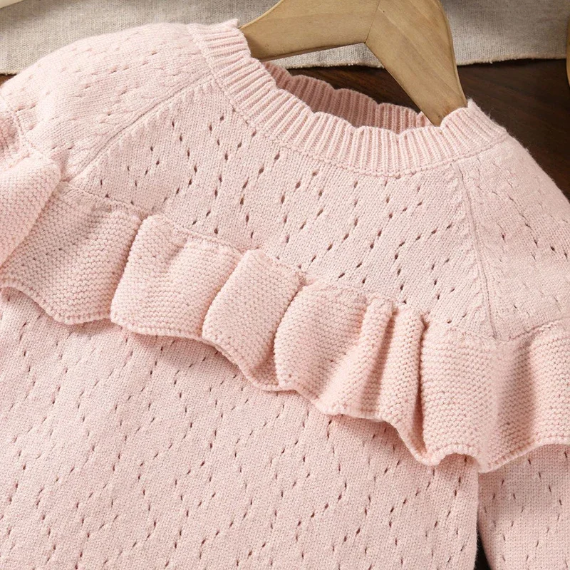 2025 New Autumn Korean Style Climbing Suit Long Sleeved Solid Color Splicing Newborn Baby Girl Bodysuit Children Knitted Clothes