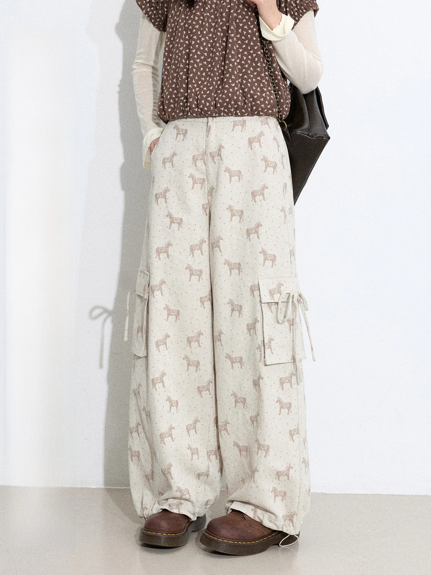 

Original Sweet Plum Conception High Waist Casual Wide Leg Pants Women's Spring Denim Workwear Trousers by Cong Tailor