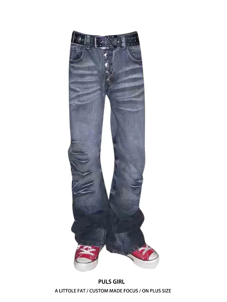 

High Waist Slim Fit Women's Jeans Knife Washed Denim Pants Casual Straight Leg Trousers for plus Size Street Style