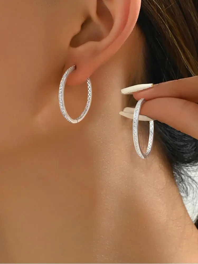 925 sterling zilver mode prachtige volledige zirkoon hoepel oorbel voor vrouwen verloving bruiloft luxe hoge kwaliteit fijne sieraden