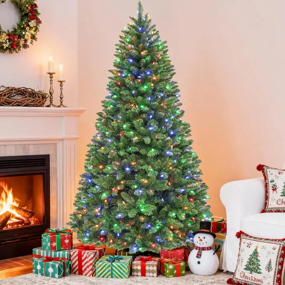 

7.5 ft Prelit Christmas Tree, Holiday Decoration with 450 Color Changing LED Lights, 1450 PVC Branch Tips, Metal Stand