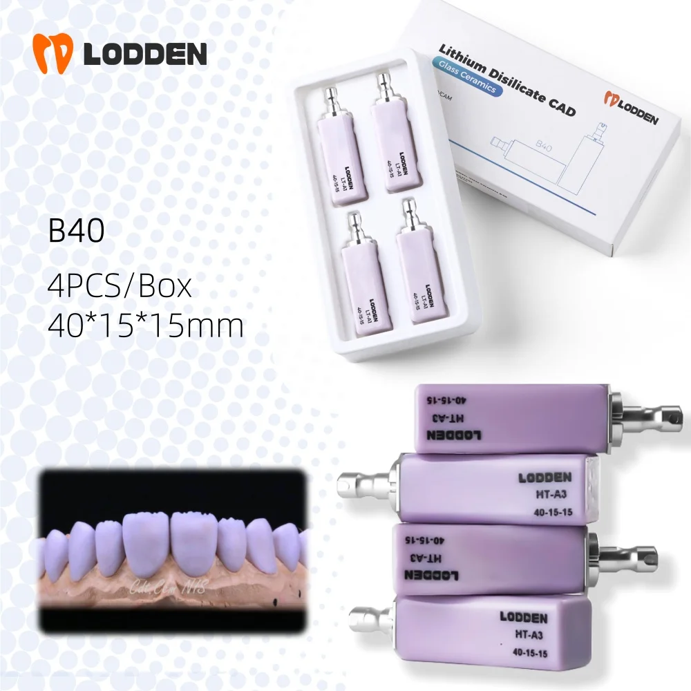 

LODDEN B40 Glass Ceramic Lithium Disilicate block Dental Lab LT/ HT For CAD CAM Sirona Cerec Dentist Material 4PCS/Box