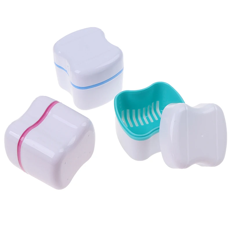 Denture Bath Box Dental False Teeth Storage Box Case Hanging Net Container Cleaning Teeth Cases Artificial Tooth Boxes Materials