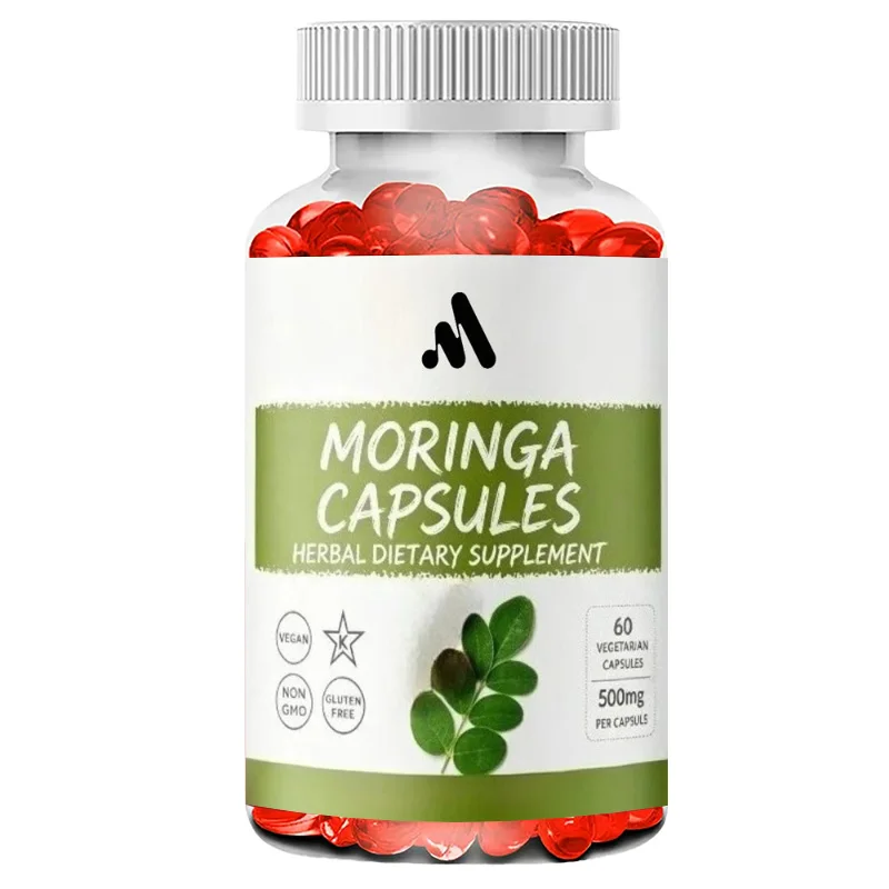 Organic Moringa Capsules - Pure Moringa Oil Tea Powder Pills Natural Superfood Supplement - Energy and Antioxidant Support